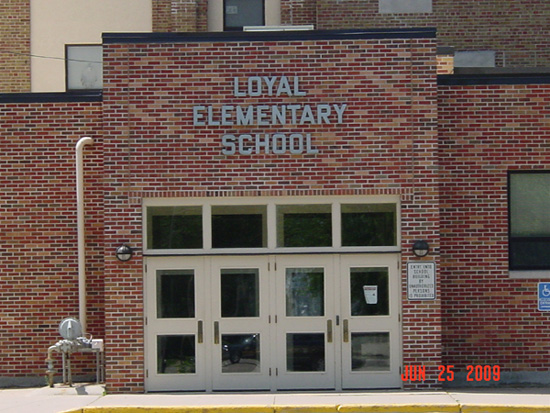 Front of the Loyal Elementary School building